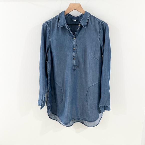 J. Jill Chambray Popover Tunic Size Small - Picture 2 of 6